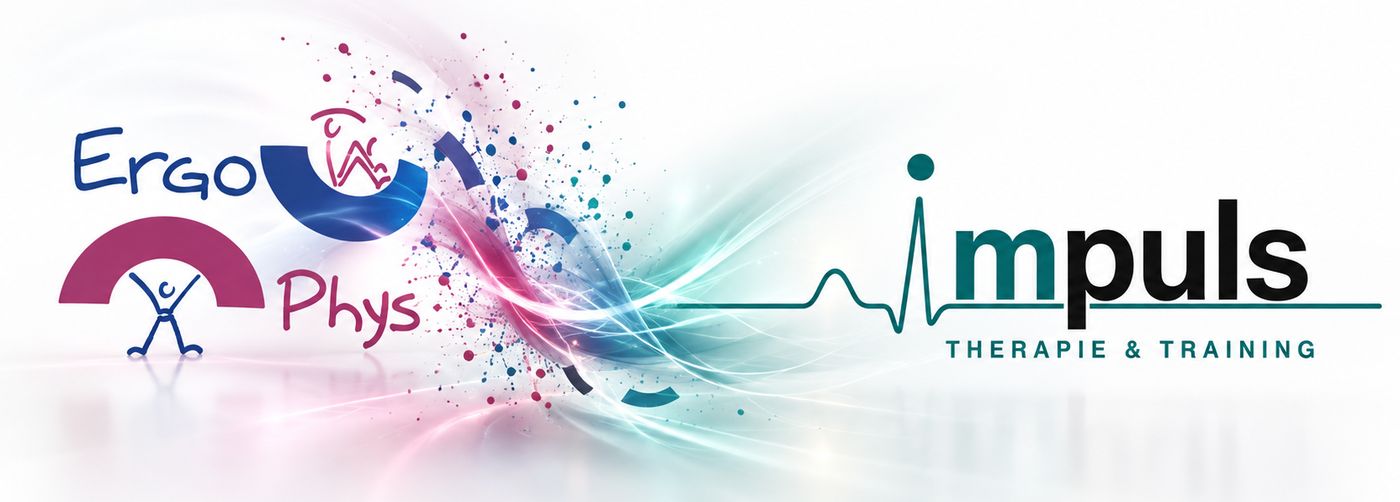 Das alte Ergo-Phys-Logo geht in das neue Logo von Impuls Therapie und Training über